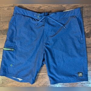 Zeroxposur Mens Swim Shorts Speckled Blue MSRP $50.00 Fully Lined Stretch UV NWT